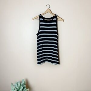 [Lou & Grey] Women's Black & White Striped Sleeveless Soft Swing Tank Top